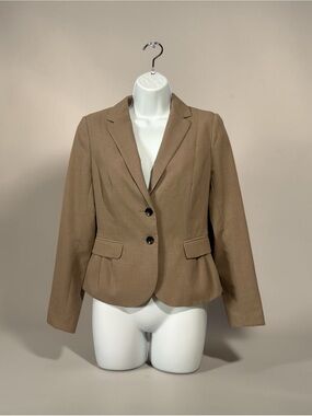 H&M, Beige Tailored Blazer Jacket, Fitted Career Office Chic Stret, US 6